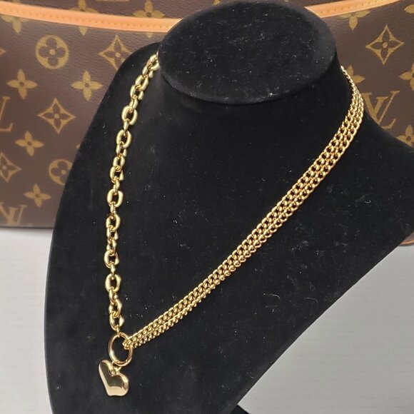 Authentic Louis Vuitton Gold Padlock Pendant w/ unbranded Stainless Steel Chain - Picture 14 of 15